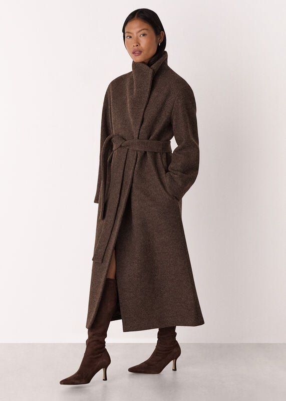 Taupe Petite Morgan Funnel Neck Coat